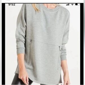 Varley Bayliss grey crewneck tunic length sweatshirt grey Medium
